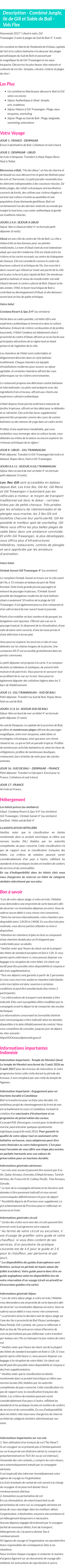 Détails du séjour