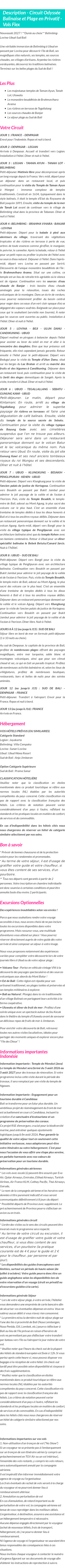 Détails du séjour