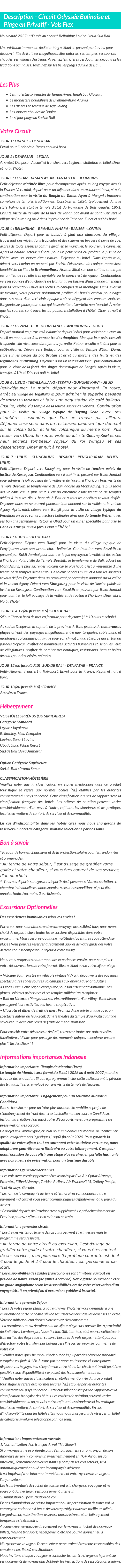 Détails du séjour