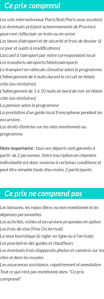 Conditions tarifaires