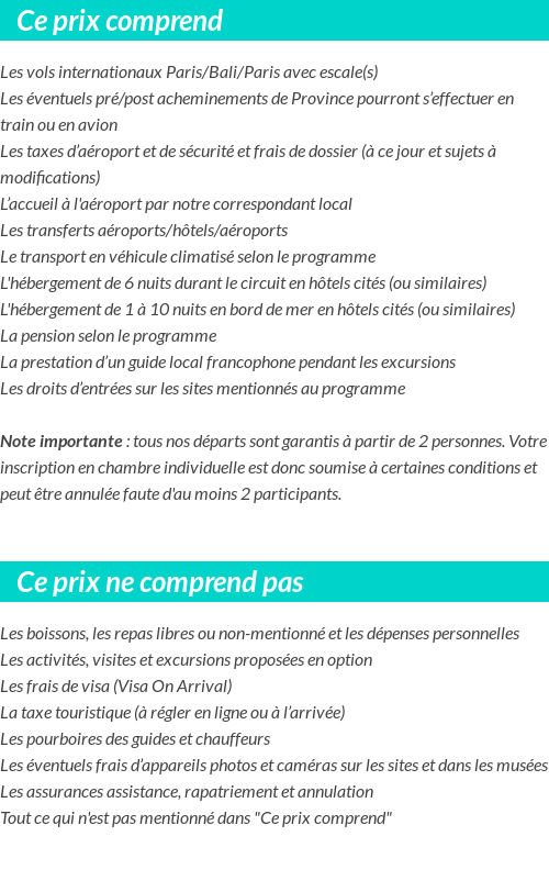 Conditions tarifaires