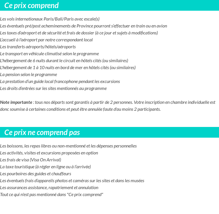 Conditions tarifaires