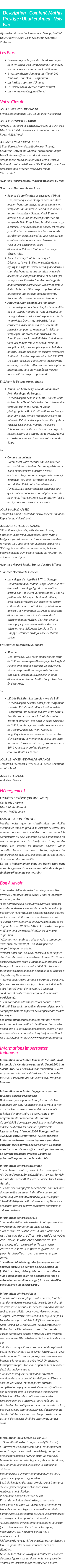 Détails du séjour