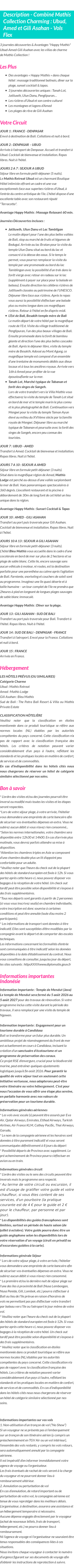 Détails du séjour