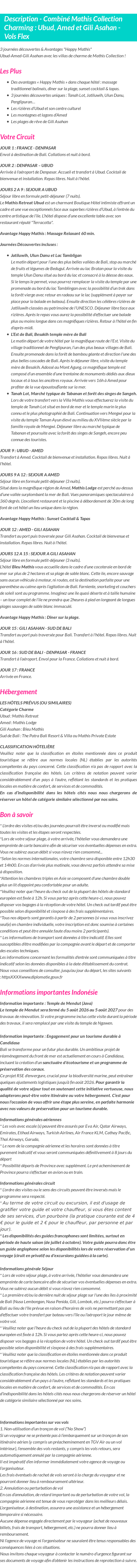 Détails du séjour