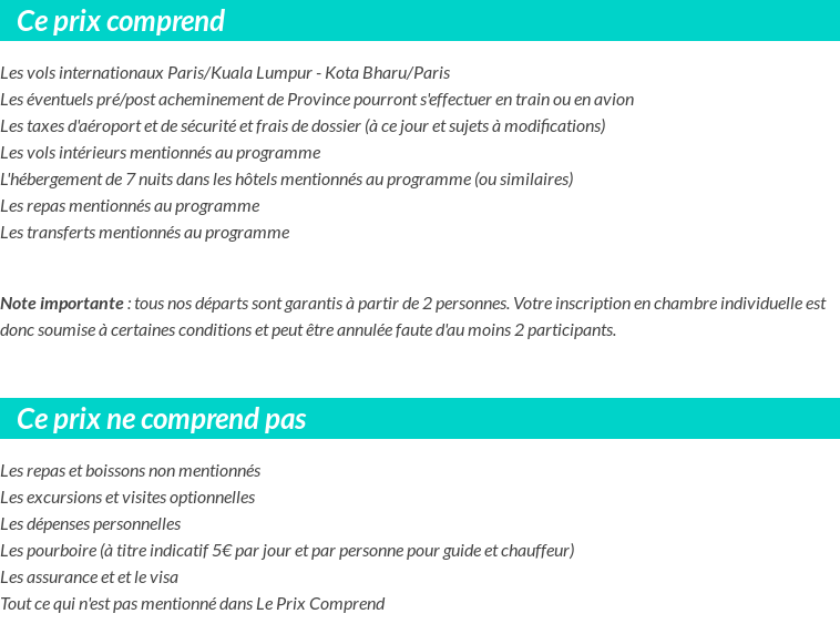 Conditions tarifaires