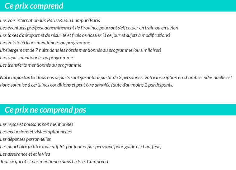 Conditions tarifaires