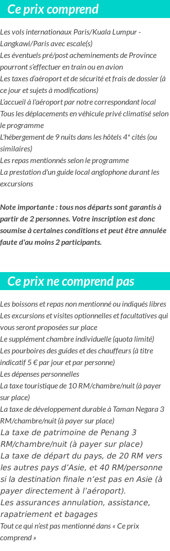 Conditions tarifaires