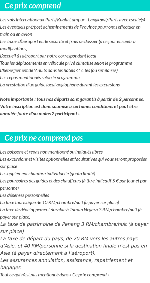 Conditions tarifaires