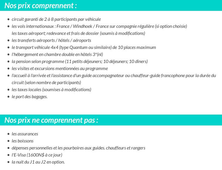 Conditions tarifaires
