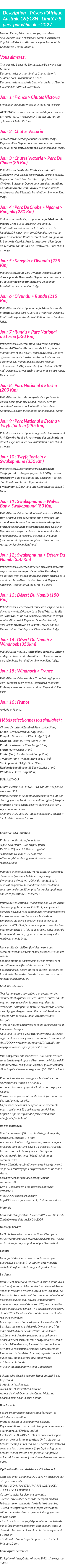 Détails du séjour