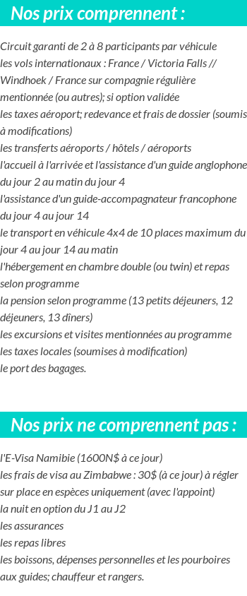 Conditions tarifaires