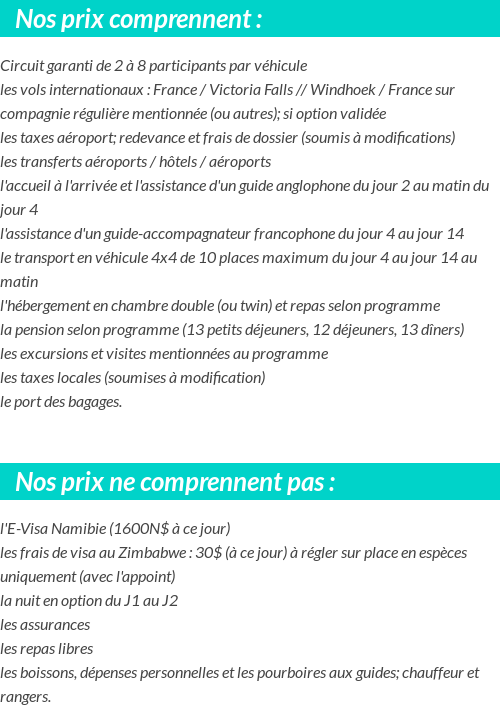 Conditions tarifaires