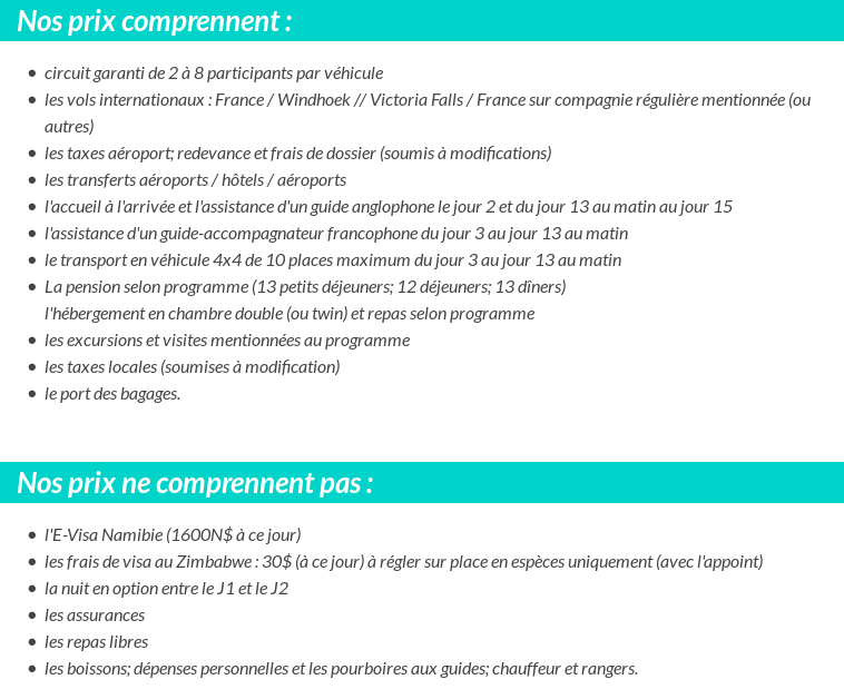Conditions tarifaires