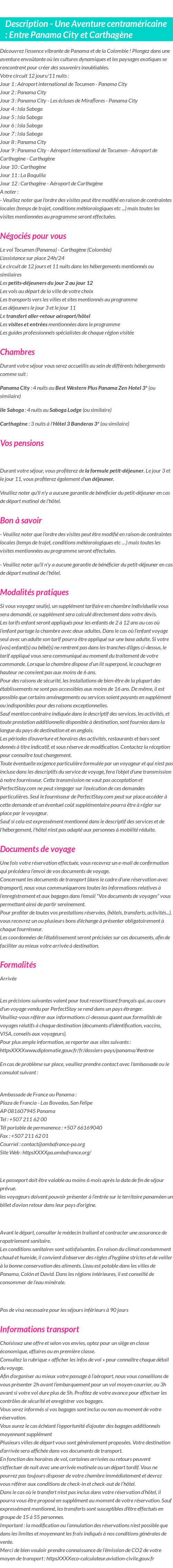 Détails du séjour
