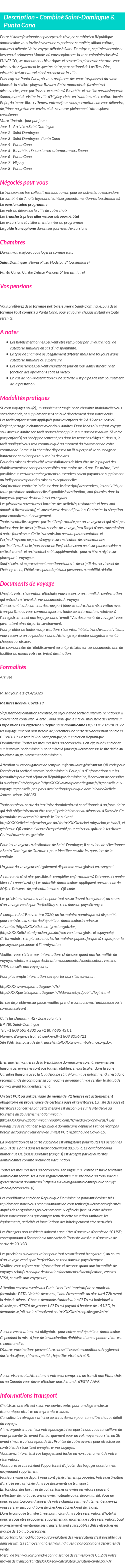 Détails du séjour
