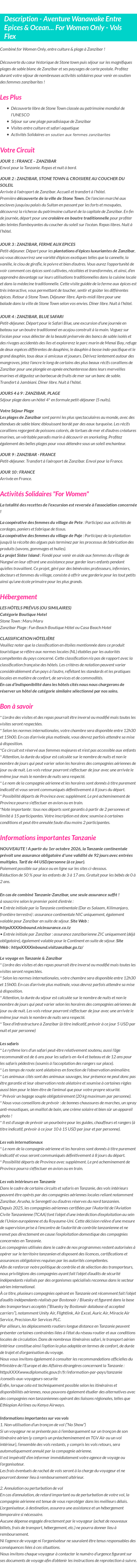 Détails du séjour