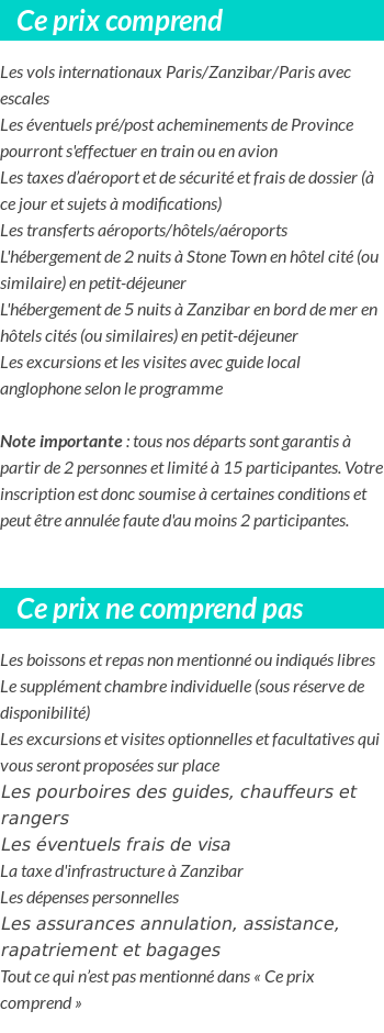 Conditions tarifaires