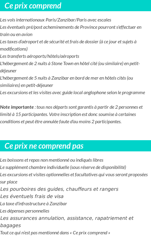 Conditions tarifaires