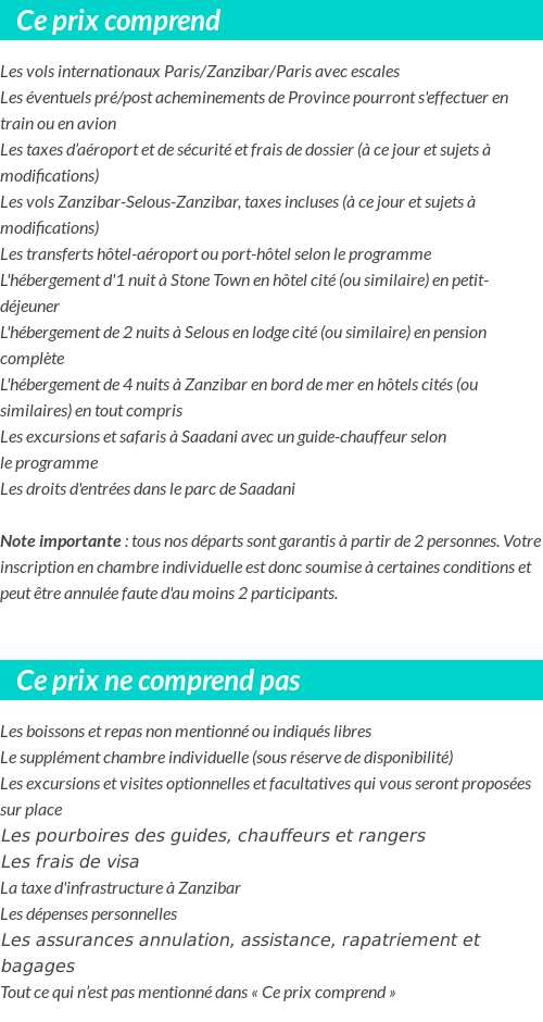 Conditions tarifaires