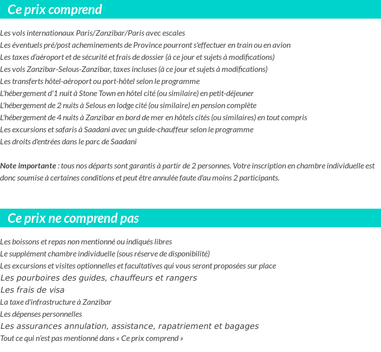 Conditions tarifaires
