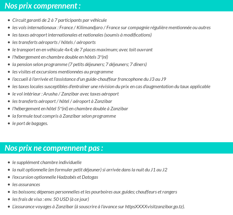 Conditions tarifaires