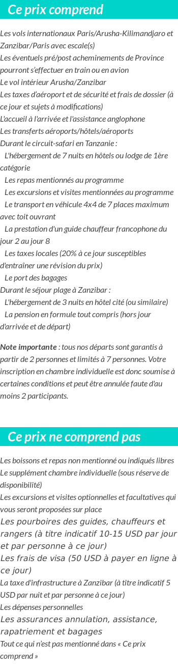 Conditions tarifaires