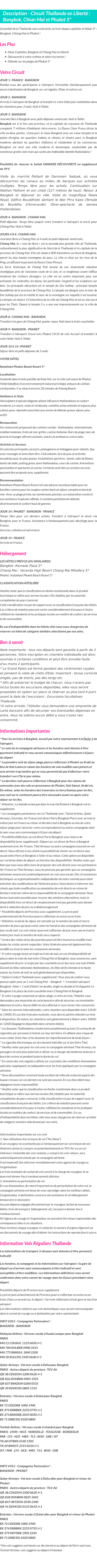 Détails du séjour