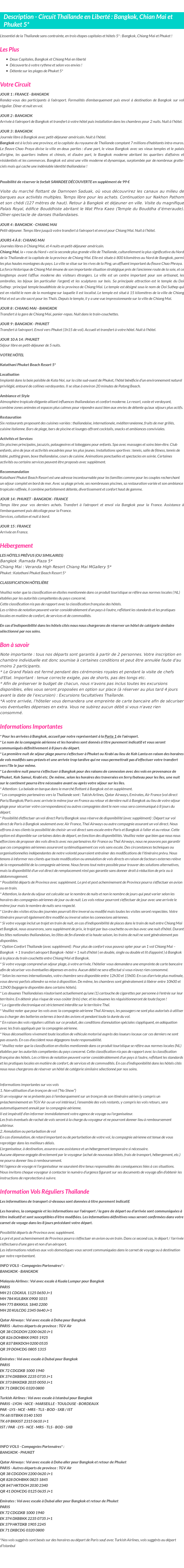 Détails du séjour