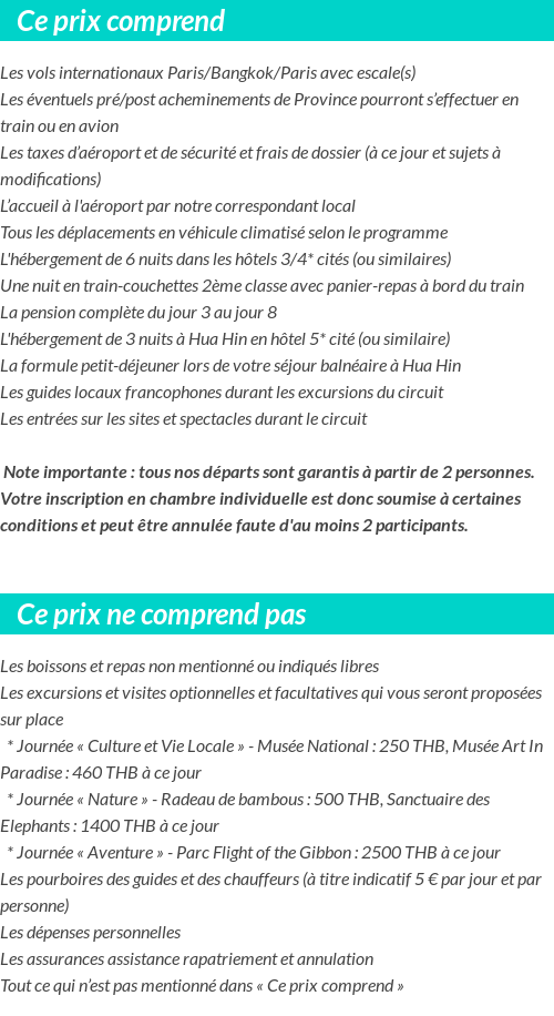 Conditions tarifaires