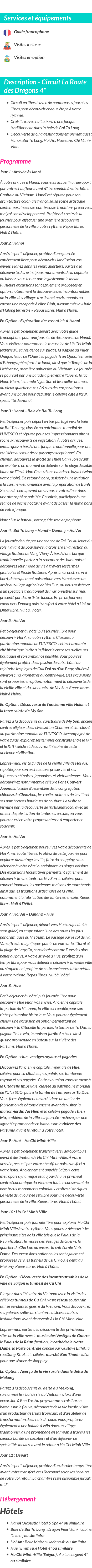 Détails du séjour