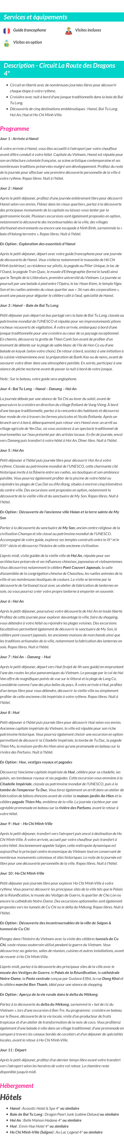 Détails du séjour