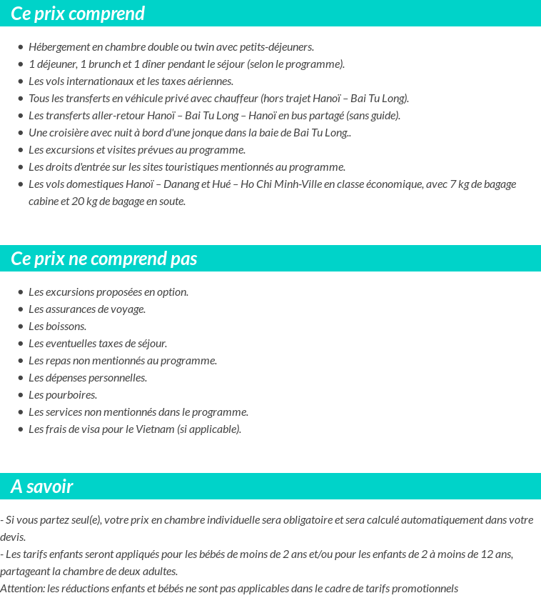 Conditions tarifaires