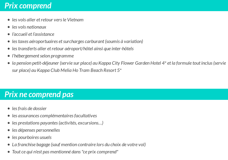 Conditions tarifaires