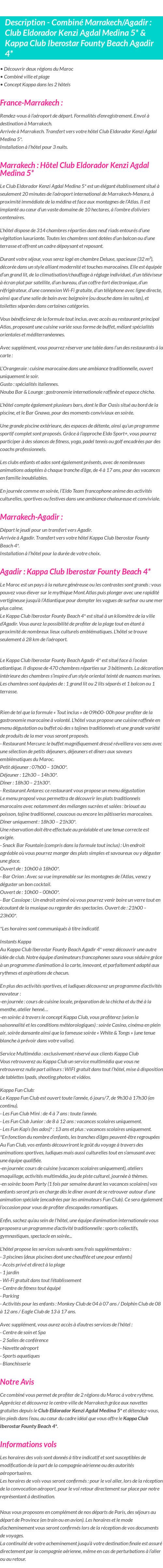 Détails du séjour