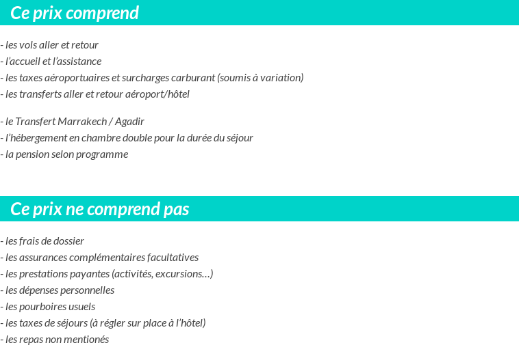 Conditions tarifaires