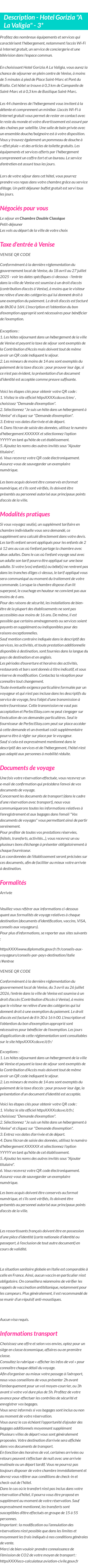 Détails du séjour