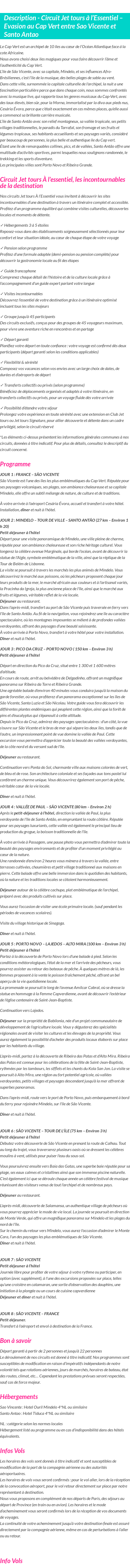 Détails du séjour