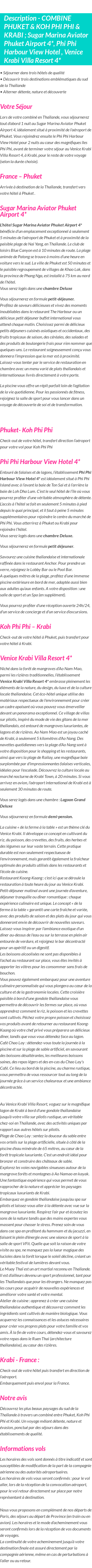 Détails du séjour