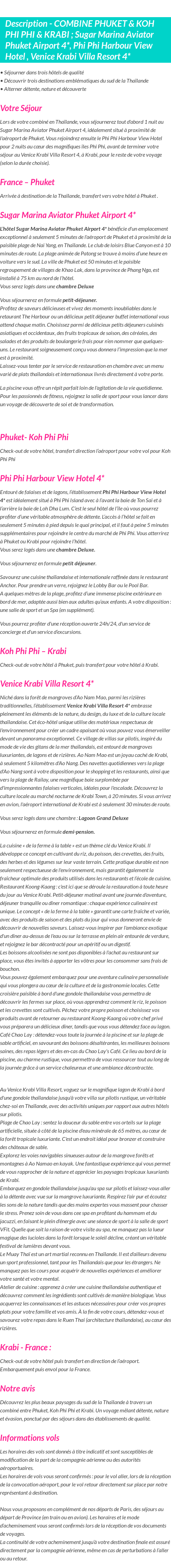 Détails du séjour