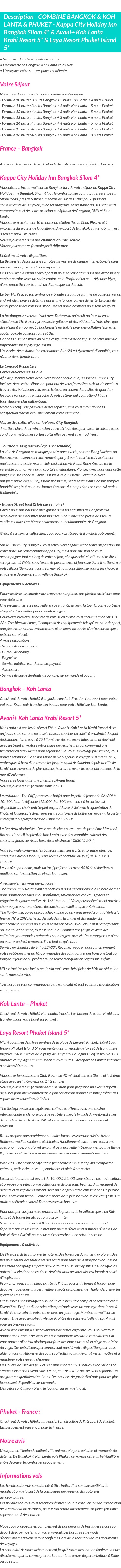 Détails du séjour