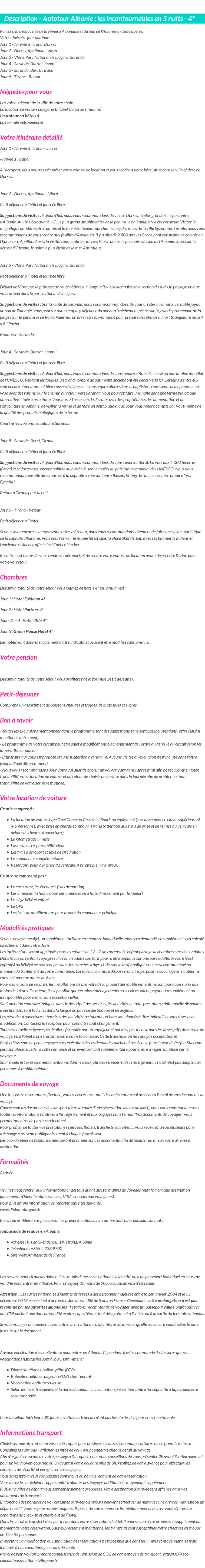 Détails du séjour