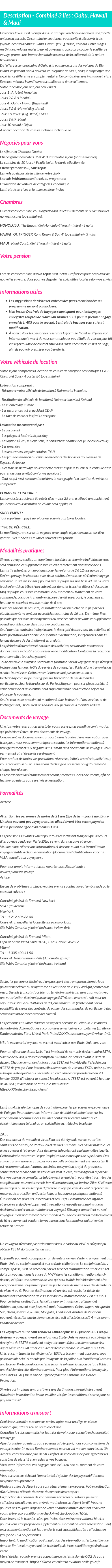 Détails du séjour