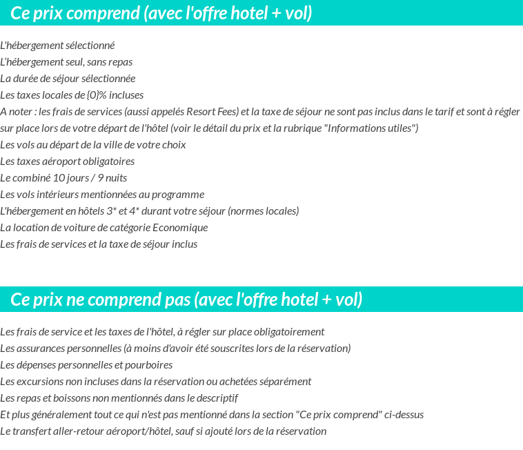 Conditions tarifaires