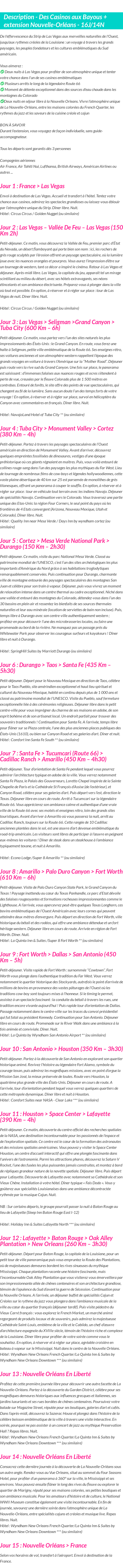 Détails du séjour