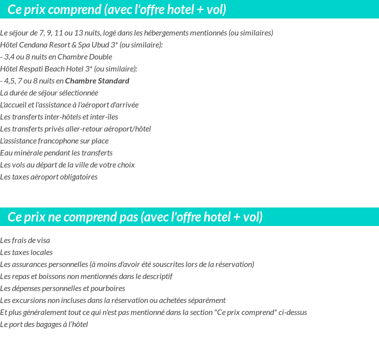 Conditions tarifaires
