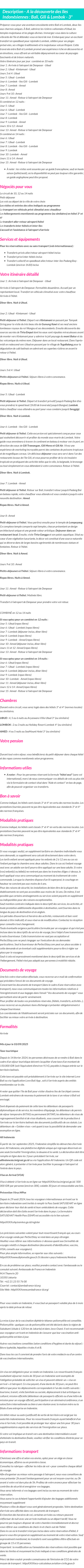 Détails du séjour