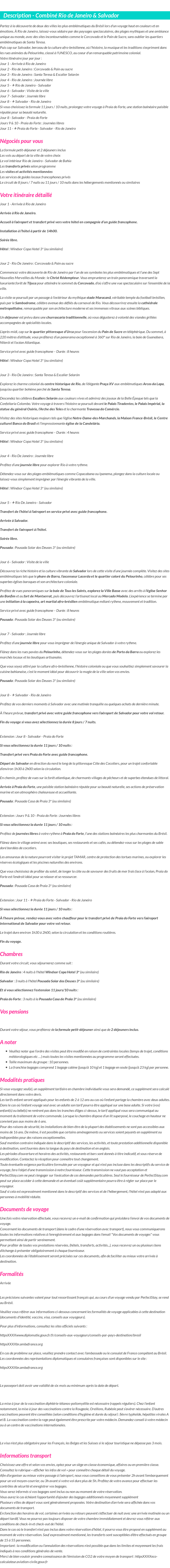 Détails du séjour