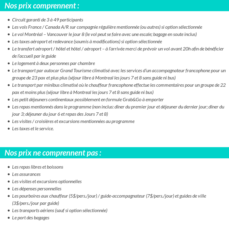 Conditions tarifaires
