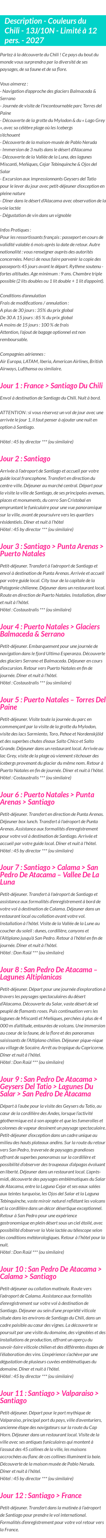 Détails du séjour